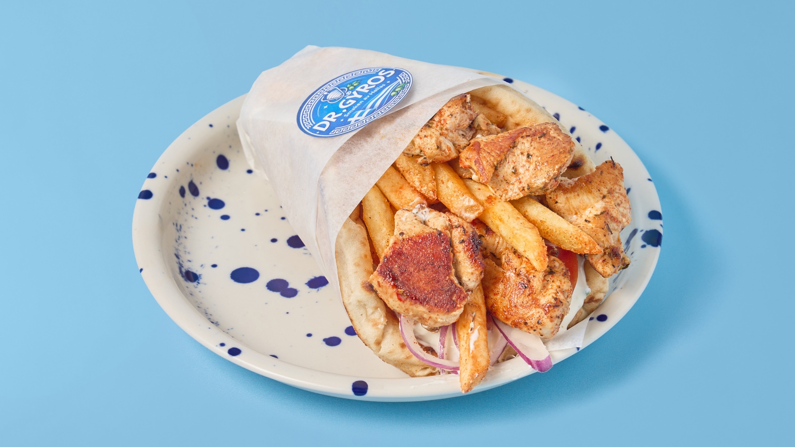 Kylling souvlaki i pita