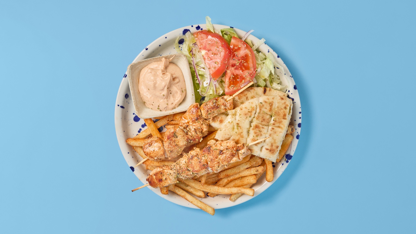 Kylling souvlaki tallerken
